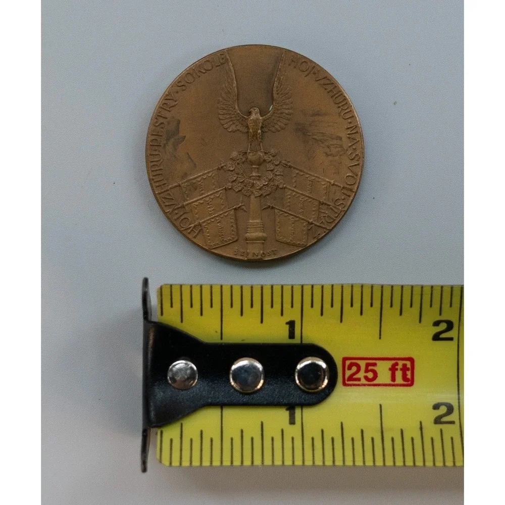 Antique 1925 Czechoslovakia Community Medal Rare Czech Republic History Artifact